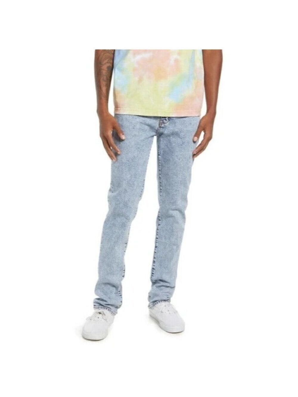 six week Residency BNWOT  slim straight jeans sz 31 button fly acid indigo